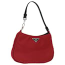 PRADA Pouch Hand Bag Nylon Red Black Auth 72315 - Prada