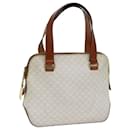 CELINE Macadam Canvas Hand Bag PVC White Brown Auth 71884 - Céline