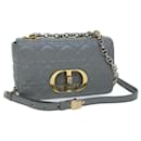 Christian Dior Canage Caro Shoulder Bag Leather Gray Auth 71331A
