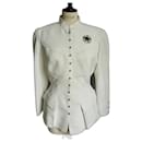 THIERRY MUGLER White chic vintage gabardine jacket size 40 in very good condition - Thierry Mugler