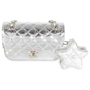 Chanel 24C Silver Mirror cuir de veau Star Coin Purse Mini Flap Bag