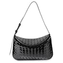 Bottega Veneta Black Intrecciato Patent Shoulder Bag