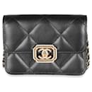 Chanel Black Quilted calf leather Strass Mini Flap Bag