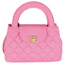Bolso shopper Chanel Nano Kelly de punto acolchado rosa