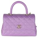 Chanel Purple Quilted Caviar Small Coco Top Handle Bag