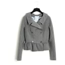 Givenchy Jacke FR38 Grau Wolle Rüschen US8