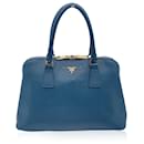 Teal Saffiano Leather Promenade Tote Satchel Bag Handbag - Prada