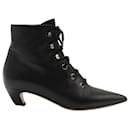 Dior Lace-Up Pointed-Toe Ankle Boots in Black Leather