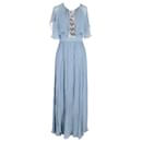 Temperley London Embellished Maxi Dress in Light Blue Silk
