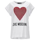 Love Moschino Heart Detail T-Shirt in White Cotton