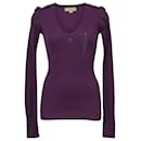 Burberry V-neck Sweater in Purple Wool