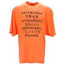 T-shirt con stampa logo Balenciaga Languages in cotone arancione