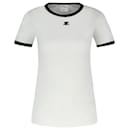 T-Shirt Signature Contrasté - Courrèges - Coton - Blanc - Courreges