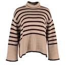 Totême Signature Striped Turtleneck Sweater In Brown Wool