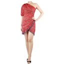 Red one-shoulder printed mini dress - size UK 8 - Isabel Marant Etoile