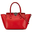 Bolso satchel Rockstud de cuero rojo Valentino
