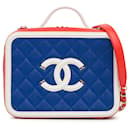Chanel Blue Medium Tricolor Caviar CC Filigree Vanity Case
