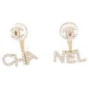 NEW CHANEL PENDANT EARRINGS LOGO CC CHA NEL & STRASS EARRINGS - Chanel
