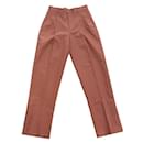 NEW HERMES TROUSERS WITH PLEATS 26532000 40 S COTTON BRICK NEW TROUSERS - Hermès