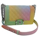CHANEL Matelasse Boy Chanel Chain Shoulder Bag Leather Rainbow CC Auth 71579S