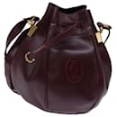 CARTIER Shoulder Bag Leather Bordeaux Auth bs13800 - Cartier