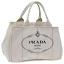PRADA Canapa MM Hand Bag Canvas White Auth 71877 - Prada