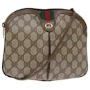 GUCCI GG Canvas Web Sherry Line Shoulder Bag PVC Beige Green Red Auth 72786 - Gucci
