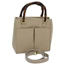 GUCCI Bamboo Hand Bag Leather 2way Beige 000 1364 0316 auth 71795 - Gucci