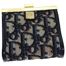 Christian Dior Trotter Canvas Coin Purse Navy Auth bs13876