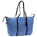 PRADA Boston Bag Nylon Azul Claro Negro Auth 71856 - Prada