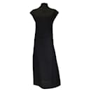 Gauchere Black Sheer Raw Edge Long Crepe Dress - Autre Marque