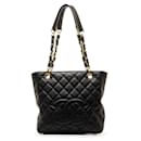 Chanel CC Caviar Petite Shopping Tote Leather Tote Bag in Good condition