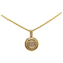 Dior Gold Logo Rhinestone Pendant Necklace