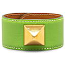 Hermès Green Leather Medor Bracelet