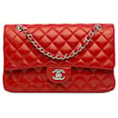 Chanel Red Medium Classic Lambskin lined Flap