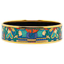 Hermès Green Astres Et Soleils Wide Enamel Bangle 65