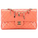 Chanel Pink Limited Edition Ginza 5. Jahrestag Medium Classic Patent Lucky Charms Einzelklappe
