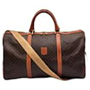 Celine Brown Canvas Leather Duffel Travel Boston Bag - Céline