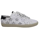 Saint Laurent Court Classic Star Applique Sneakers in White Leather