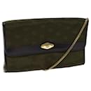 Christian Dior Chain Shoulder Bag Nylon Green Auth ac2954