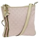 GUCCI GG Canvas Sherry Line Shoulder Bag Pink Khaki 144388 auth 72593 - Gucci