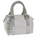 FENDI Zucchino Canvas Hand Bag Silver Auth 71836 - Fendi