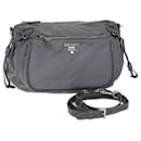 PRADA Shoulder Bag Nylon Gray Auth 72444 - Prada