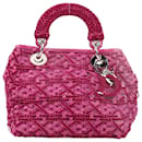 Christian Dior Velvet Woven Small Lady Dior Purple Handbag