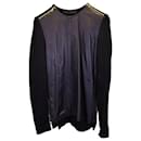 Proenza Schouler Leather-Panel Long-Sleeve Top in Black Leather