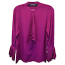 Gucci Plisse Ruffle Detail Long-Sleeve Top in Purple Silk