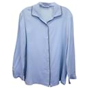 Camisa de botão de pijama Prada em seda azul