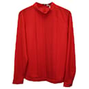 Boss Pleated Mock-Neck Top in Red Polyester - Hugo Boss