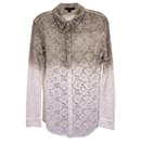 Camisa de botões de renda Ombre Burberry Prorsum em algodão creme