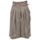 Fendi Printed Pleated Shorts in Brown Silk